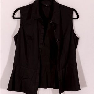 Black Sleeveless Button Up Dress Shirt
